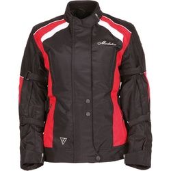 Modeka Janika Damen Motorrad Textiljacke, schwarz-rot, Größe 34