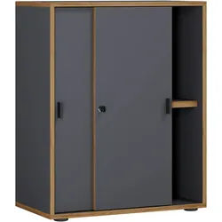 Mid.you Aktenschrank , Anthrazit, Honigeiche , Holzwerkstoff , 1 Fächer , 60x74x37 cm , abschließbar , Büromöbel, Büroschränke, Aktenschränke
