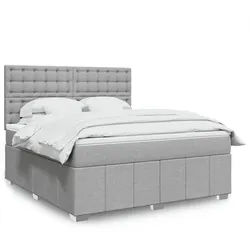 vidaXL Boxspringbett, Boxspringbett mit Matratze Hellgrau 180x200 cm Stoff