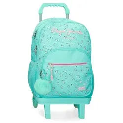 Pepe Jeans für Mädchen. 60425V2 Nora Rucksack 44cm türkis (OSFA), Lässig, Polyester, Kinderbekleidung