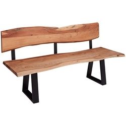Mid.you Sitzbank , Akaziefarben , Holz , Akazie , massiv , 180x86x60 cm , mit Rückenlehne , Esszimmer, Bänke, Sitzbänke