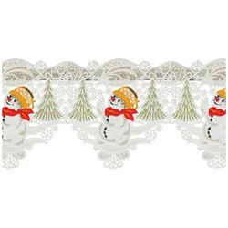 W. Reuter & Sohn - Plauener Spitze® Gardine Stangendeko "Schneemann", Original Plauener Spitze (10 St) 160 cm