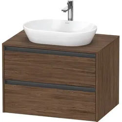 Duravit Ketho.2 Konsolenwaschtischunterbau wandhängend Nussbaum dunkel Matt 800x550x568 mm - K248950 K24895021210000