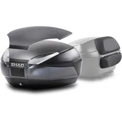 SHAD SH48 Dark Grey Topcase Set + Carbon Cover + Rückenlehne, schwarz