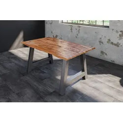 SAM® Esstisch Edessa, Baumkante, im used Look, Mangoholz, Metallgestell in A-Form beige 160 cm x 77 cm x 85 cm