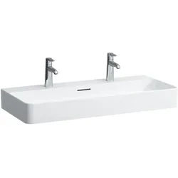 LAUFEN Val Waschtisch H8102877571071 mit Überlauf, mit 2 Hahnloch, weiß matt, 95x42cm, unterbaufähig