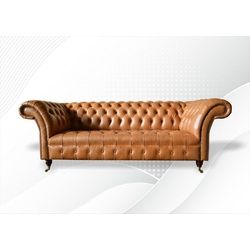 JVmoebel Chesterfield-Sofa, Chesterfield 3 Sitzer Sofa Design Sofa Couch 225 cm braun