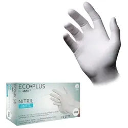 ECO-PLUS Nitrilhandschuhe, puderfrei, weiß, Langlebige Einmalhandschuhe mit hoher Griffigkeit, 1 Packung = 100 Stück, Größe XS