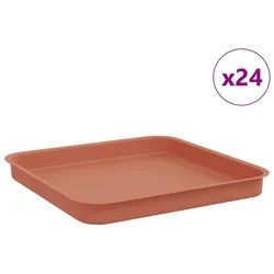 vidaXL Blumentopf Quadratisches Blumentablett 24 pcs Ziegelrot Kunststoff (24 St) rot
