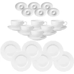 Geschirr-Set VILLEROY & BOCH "Frühstücksservice Royal weiß", weiß, 24, Porzellan, Geschirr-Sets, Geschirr-Set, Spülmaschinengeeignet, Mikrowellenfest
