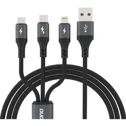 L3E 3 in 1 60W MicroUSB USB-C Lightning Cable 1.2m - Black