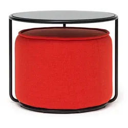 Softline Beistelltisch mit Hocker Tom schwarz, Designer Sascha Sartory, 47/37 cm