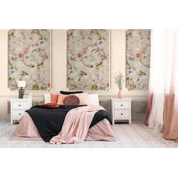 living walls Fototapete Fototapete Stuckwand mit Blumen in Beige 1,59x2,80 m rosa