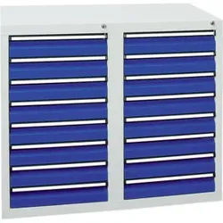 Stumpf Schubladenschrank Serie STS 410, 16 Schubladen enzianblau (16x100mm)