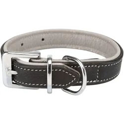 TRIXIE Active Comfort Halsband, Leder, S: 31–37 cm / 25 mm, braun / hellbraun