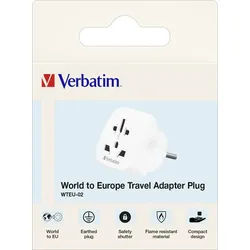 Verbatim Steckdosenadapter, Universal Travel, WTEU-02 100-250V, 50/60Hz, weiss, Retail