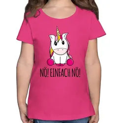 Shirtracer T-Shirt Nö! Einfach Nö! Einhorn Unicorn Lustig Bevor Du fragst Nein Statement Sprüche Kinder rosa 140 (9/11 Jahre)