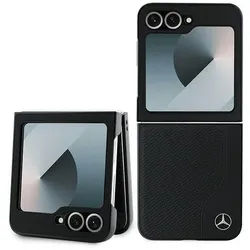 Leather Wood Imitation MagSafe Case for Samsung Galaxy Z Flip 6 - Black