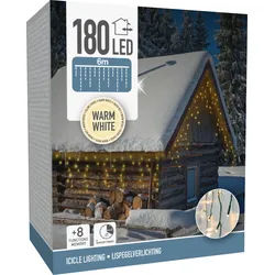 LED-Lichterkettenvorhang warmweiß, 180 LEDs, Grünes Kabel, Innen/Außen, 9m