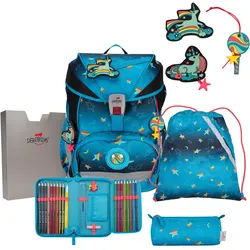 DerDieDas ErgoFlex Exklusiv "LED" Schulrucksack-Set 5-teilig mit Sportbeutel Rainbow Star