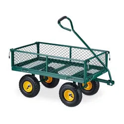 relaxdays Bollerwagen Grüner Handwagen gelb|grün|schwarz