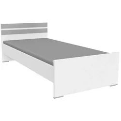 Carryhome Bett , Grau, Weiß , Holzwerkstoff , Betonoptik , 90x200 cm , Made in Germany , Schlafzimmer, Komplette Schlafzimmer und Serien, Schlafzimmerserien
