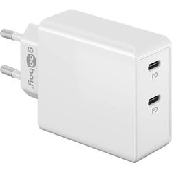 Goobay Dual-USB-CTM PD Schnellladegerät (36 W) weiß - Ladeadapter mit 2x USB-CTM-Anschlüssen (Power Delivery)