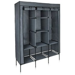 yourGEAR Kleiderschrank yourGEAR Kleiderschrank Grado - Stoffschrank 130 x 45 x 175 cm Schrank mit 2 Kleiderstangen und 8 Ablagen