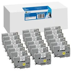 G&G Beschriftungsband 20x Schriftband 9mm x 8m sw- ws komp. m. Brother