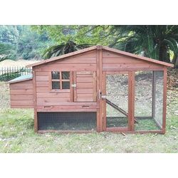 Zoopplier Hühnerstall Hühnerstall Nr.08"Schickchick" mit Freilaufgehege, wetterfest Hühnerkäfig Chickenhouse mit Freigehege für 2-4 Hühner beige|braun