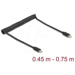 DELOCK 90369 - USB 2.0 Kabel, C zu C Spiralkabel, 0,45 - 0,75 m
