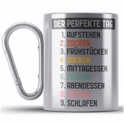 Trendation Thermotasse Zocker Gamer Edelstahl Tasse mit Spruch Geschenk Junge Jungs Gaming Ed silberfarben