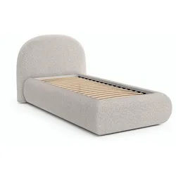 Beautysofa Polsterbett Motti 90x200, Einzelbett mit Bettkasten, ohne Matratze, Beige , Holzwerkstoff , 90x200 cm , Schlafzimmer, Betten, Polsterbetten