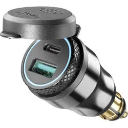 Interphone USB-A and USB-C 12V-Adapter mit DIN-Stecker, schwarz