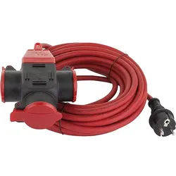 Schutzkontakt-Verlängerung mit 3-fach Gummikupplung, IP44 - 10 m ** 1m/3,54 EUR