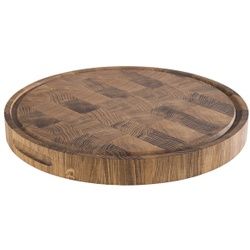 APS PROFI Buffetbrett, Eichenholzbrett mit Saftrinne, Maße (Ø x H): 39 x 4,5 cm