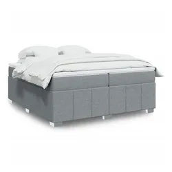 vidaXL Boxspringbett, Boxspringbett mit Matratze Hellgrau 200x200 cm Stoff