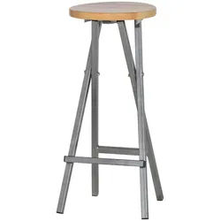 Gardenson Barhocker , Anthrazit, Beige , Metall, Holz , Kiefer , 35x82x35 cm , klappbar, wetterfest , Holzmöbel, Sitzgelegenheiten Holz, Barhocker Holz