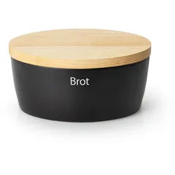 CONTINENTA Brottopf oval mit Holzdeckel 27 x 20 x 12,5 cm schwarz