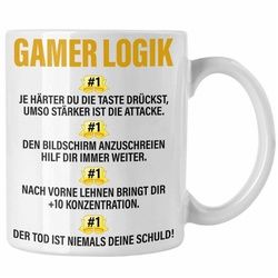 Trendation Tasse Trendation - Gamer Tasse Geschenk Jungs Jungen Zocker Mitbringsel Männer Tassen Zocken Gaming Geschenkideen PC Kinder Zubehör Spruch Lustig weiß