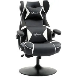 Vinsetto Gamingsessel mit Wippfunktion Gaming Stuhl mit Lautsprecher Bürostuhl Pu , Schwarz, Weiß , Leder , 73x118x69 cm , Büromöbel, Bürostühle, Gaming-Sessel