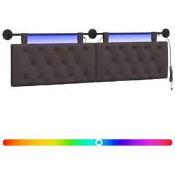 vidaXL Bett Hängendes Kopfteil Mit LED Licht Dunkelbraun Stoff (1-tlg) braun