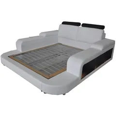Xlmoebel Polsterbett Leder-Design Doppelbett LB8810 in modernem Stil (Bett LB8810), Hergestellt in Europa weiß 240 cm x 92 cm