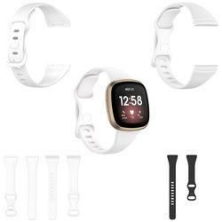 Wigento Smartwatch-Armband Für Fitbit Versa 4 / Versa 3 / Sense Kunststoff / Silikon Armband für Männer / Größe L Weiß Uhr