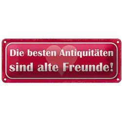 Roomando Metallschild Blechschild Spruch 27x10cm alte Freunde beste Antiquitäten Dekoration