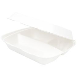 Greenbox Menüschale mit Klappdeckel, HP4/3, rechteckig, 3-geteilt, Umweltfreundliche Essensbox für Take away Gerichte, 1 Packung = 50 Stück