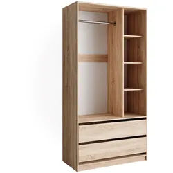 Vicco Kinderkleiderschrank Elmo Sonoma 100 x 200 cm mit 2 Schubladen , Sonoma Eiche , Holzwerkstoff , 7 Fächer , Rechteckig , 100x200x50 cm , Babymöbel & Kindermöbel, Babyzimmer, Babykleiderschränke