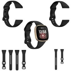 Wigento Smartwatch-Armband Für Fitbit Versa 4 / Versa 3 / Sense Silikon Armband Männer Schwarz schwarz