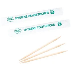 Zahnstocher aus Holz, rund, in Papier gehüllt, O2mm, 65mm, 1000 Stk.