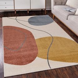 Designteppich Modern Teppich Kurzflor Wohnzimmerteppich Japandi Scandi Beige Creme, Mazovia, 140 x 200 cm, Fußbodenheizung, Allergiker geeignet, Farbecht, Pflegeleicht beige|braun 140 x 200 cm